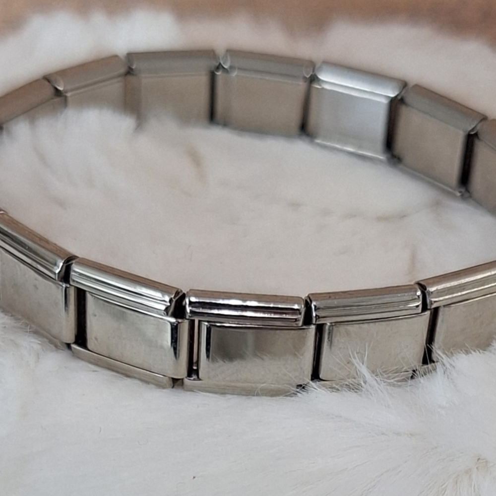 Stainless Square Charm Stretch Bracelet